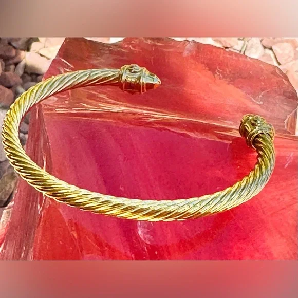 Authentic David Yurman Gold-Tone Cable Bracelet/Open Cuff - Picture 5 of 15